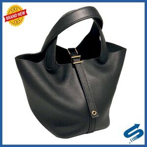 Small Genuine Leather Top Handle Tote Bag for Work Travel Essentials